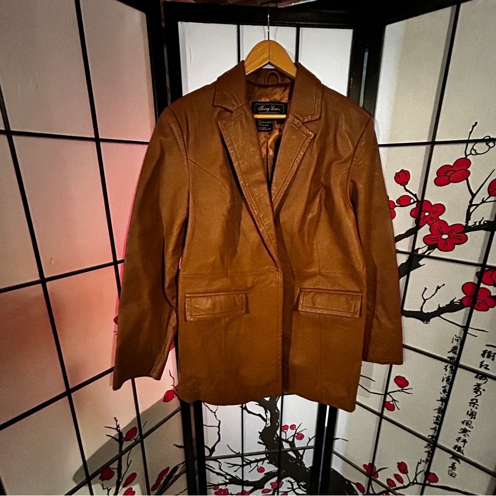 Terry Lewis Classic Luxuries Tan Leather Blazer